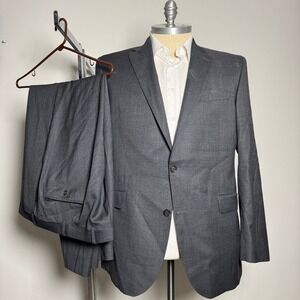 Daniel Cremieux Men Wool Suit 2 Piece Ing Lori Piana Solid Gray Tailored 46L 40W